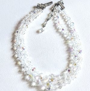 🌷 Vintage 2 Strand Graduating Faceted Swarovski AB Crystal Necklace Choker